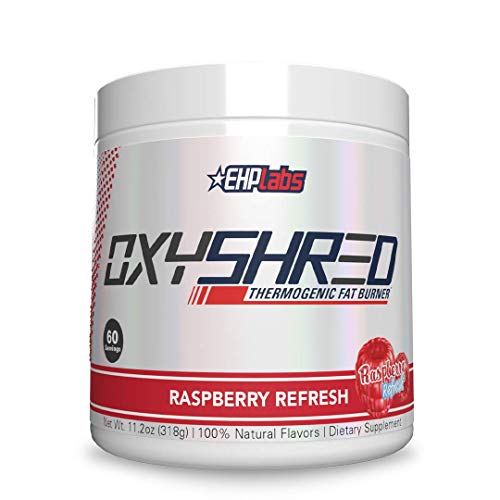 EHPlabs OxyShred Thermogenic Pre Workout Powder & Shredding Supplement - Clinically Proven Preworkout Powder with L Glutamine & Acetyl L Carnitine, Energy Boost Drink - Raspberry Refresh, 60 Servings
