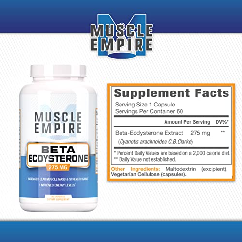 Muscle Empire Beta-Ecdysterone Capsules - Lean Muscle Building & Strength Gains - 60 Count