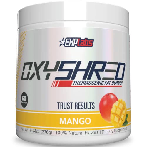 EHPlabs OxyShred Thermogenic Pre Workout Powder & Shredding Supplement - Clinically Proven Preworkout Powder with L Glutamine & Acetyl L Carnitine, Energy Boost Drink - Mango, 60 Servings