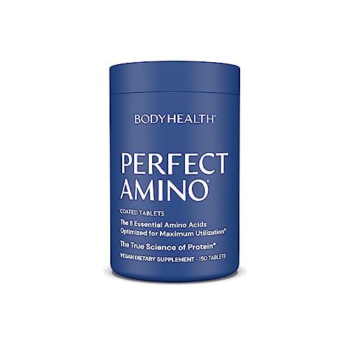 BodyHealth PerfectAmino (150 Ct) Easy to Swallow Tablets, Essential Amino Acids Supplement with BCAAs, Vegan Protein for Pre/Post Workout & Muscle Recovery with Lysine, Tryptophan, Leucine, Methionine