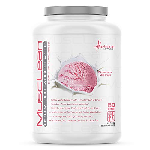 Metabolic Nutrition - Musclean - Milkshake, Whey High Protein Meal Replacement, Maintenance Nutrition, Low Carb, Keto Diet, Digestive Enzymes, Strawberry, 5 Pound (50 ser)