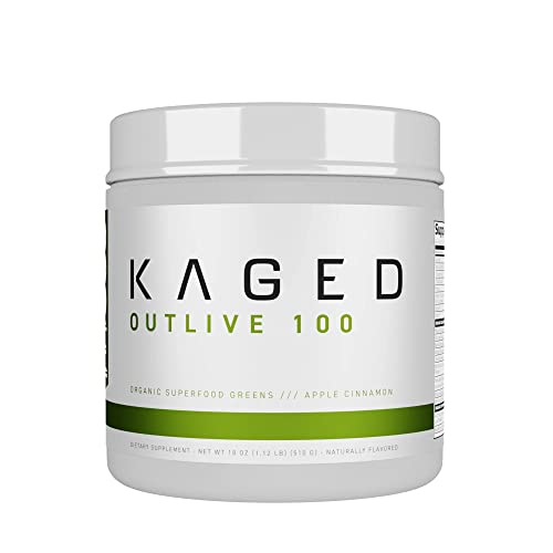 Kaged | Apple | Organic Superfoods and Greens Powder Outlive100 with Apple Cider Vinegar, Antioxidants, Adaptogen, Prebiotics,(30 Servings)