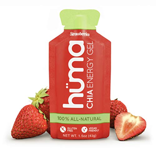 Huma Chia Energy Gel, Strawberries, 24 Gels - Premier Sports Nutrition for Endurance Exercise