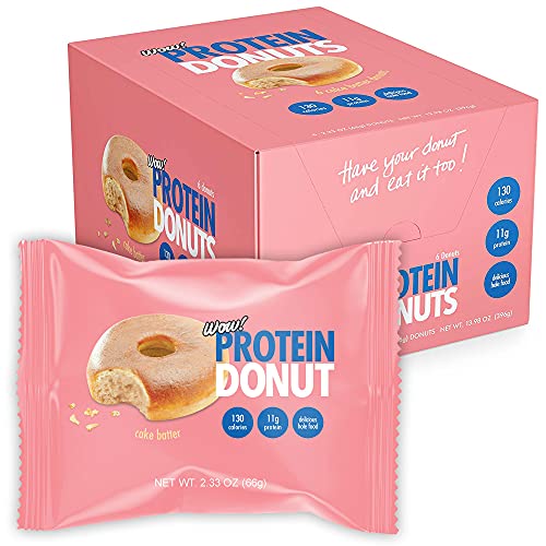 Wow! Protein Donuts, High Protein Snacks, Low Carb, Low Calorie, & Low Sugar, Healthy Snack with 11g of Protein (Cake Batter, Pack of 6)