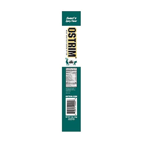 Ostrim Grass-Fed Beef & Elk Jerky Snack Sticks-Sweet & Spicy Flavor, 1.5 oz (Pack of 10)