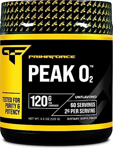 PrimaForce Peak O2 Workout Supplement, 120 grams - Proprietary Blend, Non-GMO, Vegan and Gluten Free