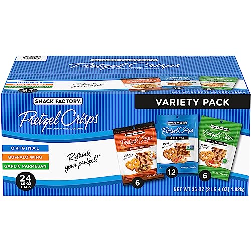 Snack Factory Pretzel Crisps Variety Pack, Individual 1.5 Ounce (Pack of 24)