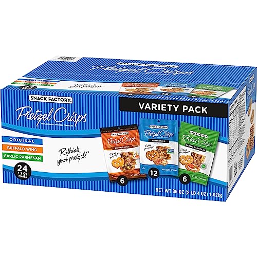 Snack Factory Pretzel Crisps Variety Pack, Individual 1.5 Ounce (Pack of 24)