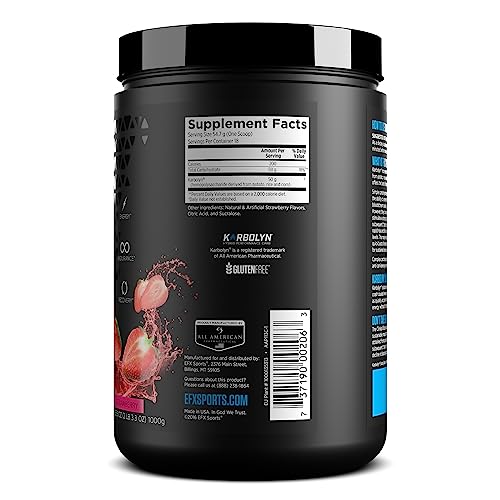 EFX Sports Karbolyn Fuel Complex Carbohydrate Post Workout & Pre Workout Powder Clinically Tested Intense Energy Supplement Shake, Strawberry (2 LB 3.3 OZ)