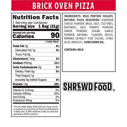 Shrewd Food Protein Puffs, Low Carb Cheese Pizza Puffs, High Protein Crunch, Keto Friendly Snack, Savory Protein Chip, 14g Protein Per Serving, 2g Carbs, Brick Oven Pizza, 8 Pack