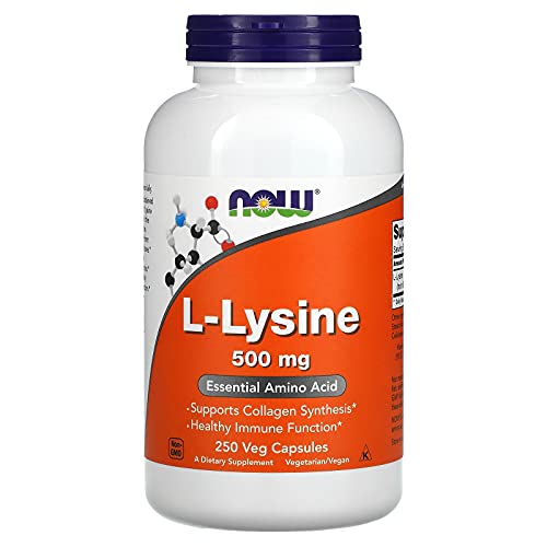 NOW Foods L-lysine 500 mg, 250 Capsules (Pack of 2)