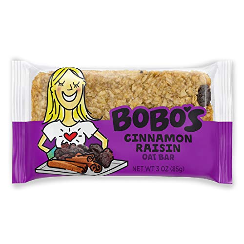 Bobo's Oat Bars (Cinnamon Raisin, 12 Pack of 3 oz Bars) Gluten Free Whole Grain Rolled Oat Bars - Great Tasting Vegan On-The-Go Snack, Made in the USA