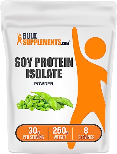 BulkSupplements.com Soy Protein Isolate Powder - Unflavored, No Sugar Added, Gluten Free, Vegetarian & Vegan Protein Powder - 27g of Protein - 30g per Serving (250 Grams - 8.8 oz)