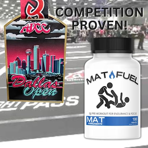 MatFuel - Endurance & Focus for Jiu Jitsu, BJJ Pre-Workout Energy Capsules, Low Caffeine