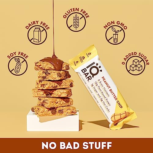 IQBAR Brain and Body Keto Protein Bars - Peanut Butter Chip Keto Bars - 24-Count Energy Bars - Low Carb Protein Bars - High Fiber Vegan Bars and Low Sugar Meal Replacement Bars - Vegan Snacks