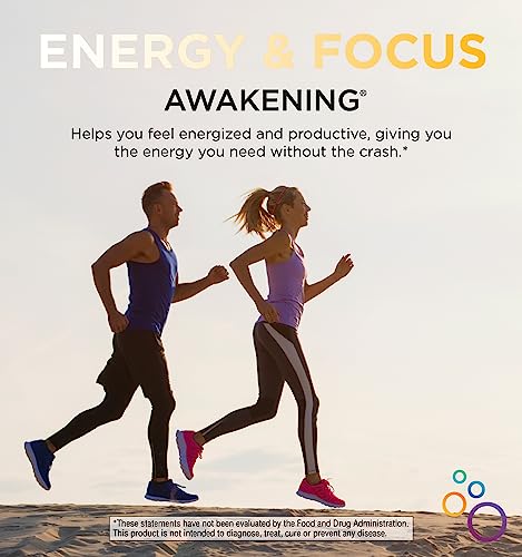 Awakening Natural Energy & Focus Nootropic Supplement with Panax Ginseng, Guarana Extract & Chromium Picolinate | Brain Supplement for Focus, Energy, Mood & Clarity | Gluten Free, Vegetarian - 60 Caps