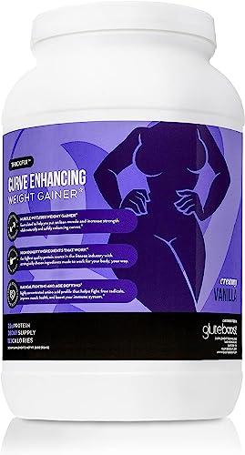 Gluteboost - ThickFix Curve Enhancing Weight Gainer Shake - Grass-Fed Whey Protein Powder with Amino Acids - Increase Curves and Muscle Mass - Volumizer Supplement for Women - Creamy Vanilla - 1 Month