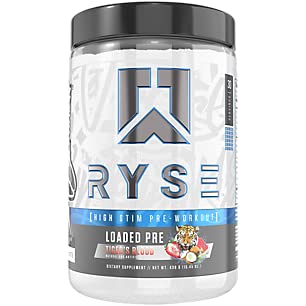Ryse Core Series Loaded Pre | Pump, Energy, Strength | L-Citrulline, Beta Alanine, L-Theanine, Caffeine, and Thinkamine | 30 Servings (Tiger's Blood)