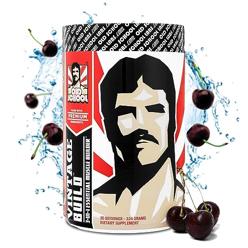 Vintage Build – Post Workout Recovery & Muscle Building Powder Drink for Muscular Strength & Growth - Reduces Soreness – Creatine Monohydrate, BCAAs, L-Glutamine – Black Cherry Flavor – 330g