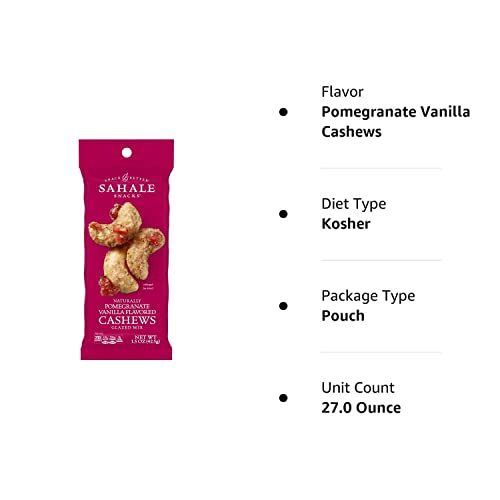 Sahale Snacks Pomegranate Vanilla Flavored Cashews Glazed Mix, 1.5 Ounces (Pack of 18)