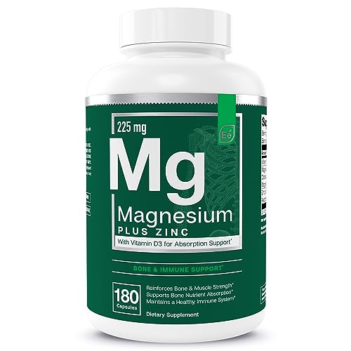 Magnesium & Zinc with Vitamin D3 by Essential Elements - for Sleep Immune & Bone Support - Magnesium Glycinate, Malate, Citrate 200mg - Triple Magnesium Supplement for Women and Men - 3 Month Supply