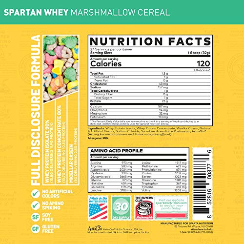 Sparta Nutrition, Spartan Whey Protein Powder, Marshmallow Cereal, 2 Pound (Pack of 1)