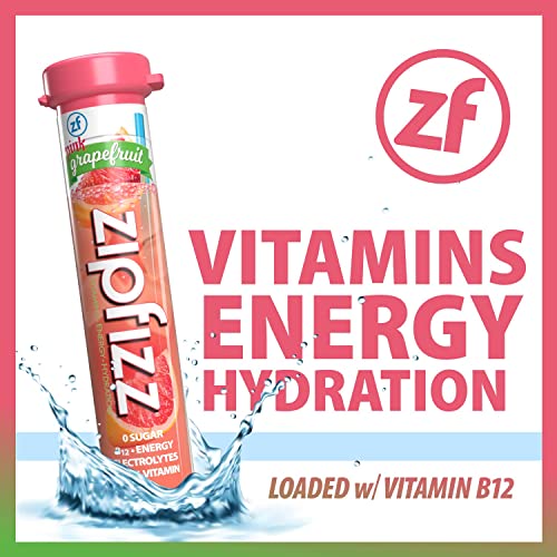Zipfizz Energy Drink Mix, Electrolyte Hydration Powder with B12 and Multi Vitamin, Pink Grapefruit (20 Pack)