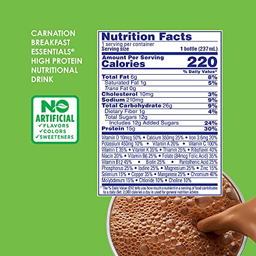 Carnation Breakfast Essentials High Protein  Ready-to-Drink, Rich Milk Chocolate, 8 fl oz (Pack of 24) (Discontinued by Manufacturer)