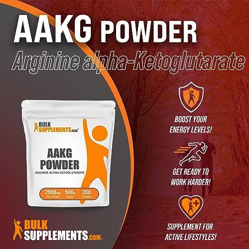 BULKSUPPLEMENTS.COM AAKG Powder - Arginine Alpha-Ketoglutarate, Nitric Oxide Supplement - Unflavored, Gluten Free - 2500mg per Serving, 200 Servings (500 Grams - 1.1 lbs)