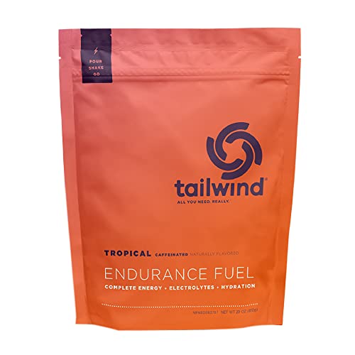 Tailwind Nutrition Endurance Fuel, Caffeine Drink Mix with Electrolytes, Non-GMO, Free of Soy, Dairy, and Gluten, Vegan Friendly, Tropical Buzz, 30 Servings