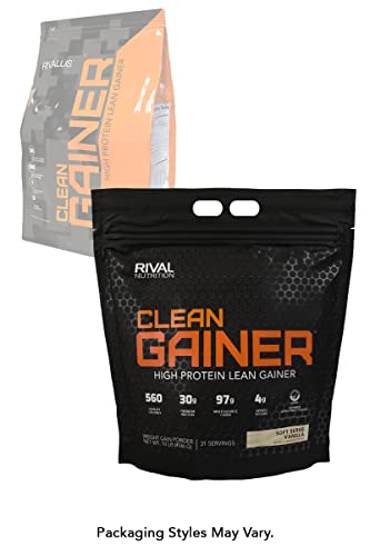 Rivalus Clean Gainer - Soft Serve Vanilla 10 Pound - Delicious Lean Mass Gainer with Premium Dairy Proteins, Complex Carbohydrates, and Quality Lipids, No Banned Substances, Made in USA