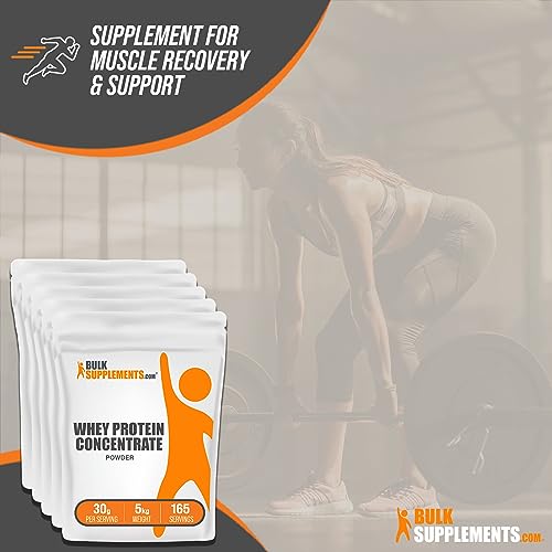 BULKSUPPLEMENTS.COM Whey Protein Concentrate Powder - Whey Protein Powder - Flavorless Protein Powder - Protein Powder Unflavored - 30g (with 23g Protein) per Serving (5 Kilograms - 11 lbs)