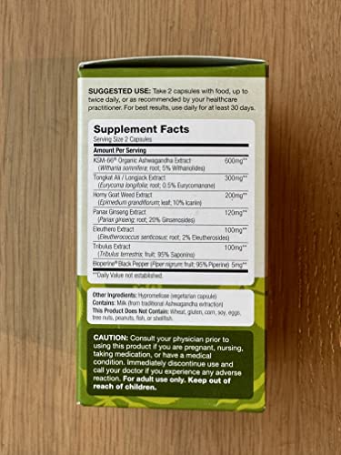 DailyNutra Herbal T Men’s Health Formula - Supplement for Endurance, Vitality, and Healthy Aging - Featuring KSM-66 Ashwagandha, Tongkat Ali, Tribulus, Eleuthero, and Horny Goat Weed (1-Bottle)