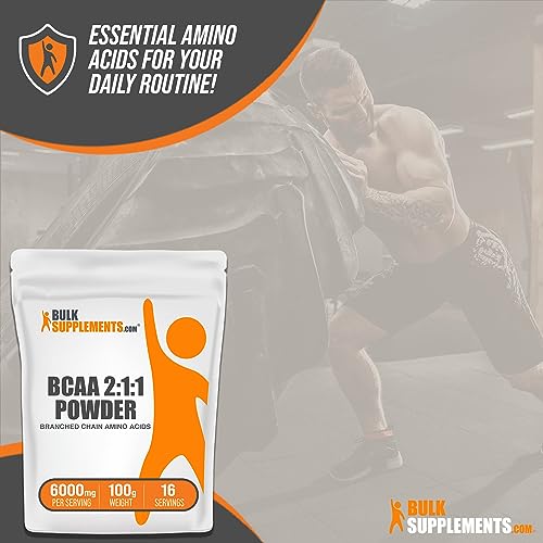 BULKSUPPLEMENTS.COM BCAA 2:1:1 Powder - Branched Chain Amino Acids - BCAA Powder - BCAAs Amino Acids Powder - Amino Acid Powder - 6000mg per Serving, 16 Servings (100 Grams - 3.5 oz)