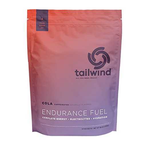 Tailwind Nutrition Endurance Fuel, Caffeine Drink Mix with Electrolytes, Non-GMO, Free of Soy, Dairy, and Gluten, Vegan Friendly, Colorado Cola, 50 Servings