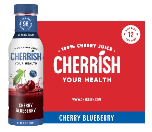 CHERRiSH 100% Tart Cherry Juice (Cherry Blueberry, 12 Pack)