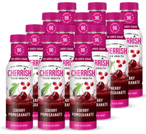 CHERRiSH 100% Tart Cherry Juice (Cherry Pomegranate, 12 Pack)