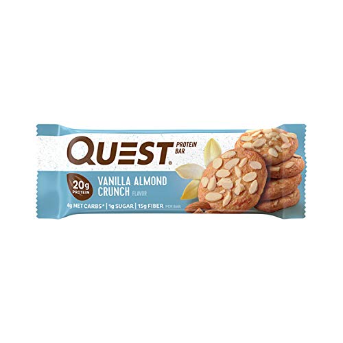 Quest Nutrition Vanilla Almond Crunch Protein Bar, High Protein, Low Carb, Gluten Free, Keto Friendly, 12 Count