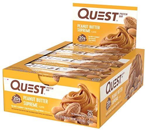 Quest Nutrition Peanut Butter Supreme Protein Bar, High Protein, Low Carb, Gluten Free, Soy Free, Keto Friendly, 12 Count