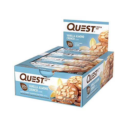 Quest Nutrition Vanilla Almond Crunch Protein Bar, High Protein, Low Carb, Gluten Free, Keto Friendly, 12 Count