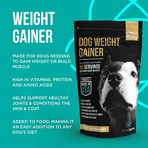 PET CARE Sciences Dog Weight Gainer - Weight Gain Supplements for Dogs - Canine and Dog Muscle Builder - Dog Protein Powder - High Calorie Dog Food Supplement - Made in The USA