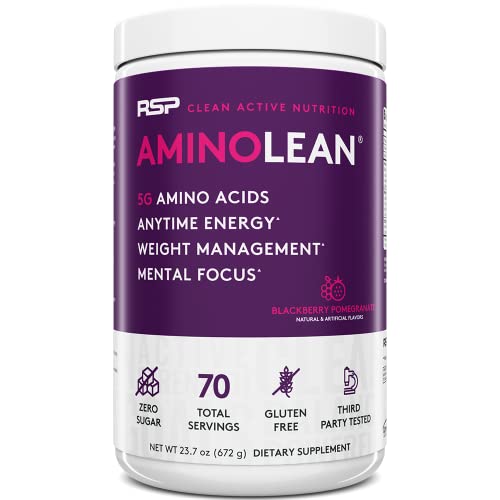 AminoLean Pre Workout Powder, Amino Energy & Weight Management with BCAA Amino Acids & Natural Caffeine, Preworkout Boost for Men & Women, 70 Serv