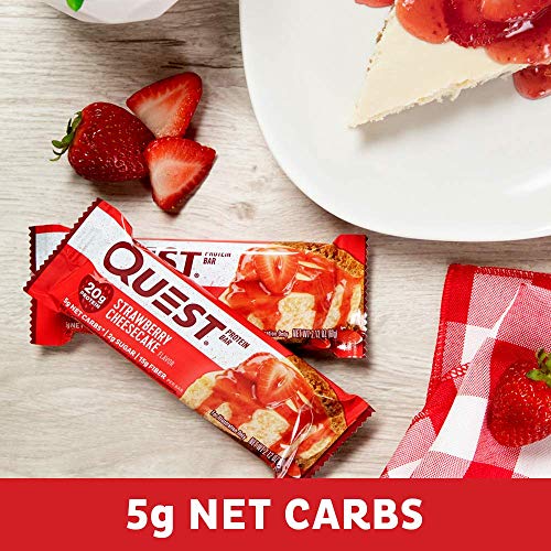 Quest Nutrition Strawberry Cheesecake Protein Bar, High Protein, Low Carb, Gluten Free, Keto Friendly, 12 Count