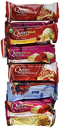 Quest Nutrition Protein Bar, Fruit Lovers Variety Pack, 5 Flavors, 20-21g Protein, 4-7g Net Carbs, 170-200 Cals, High Protein Bars, Low Carb Bars, Gluten Free, Soy Free, 2.1 oz Bar, 12 Count
