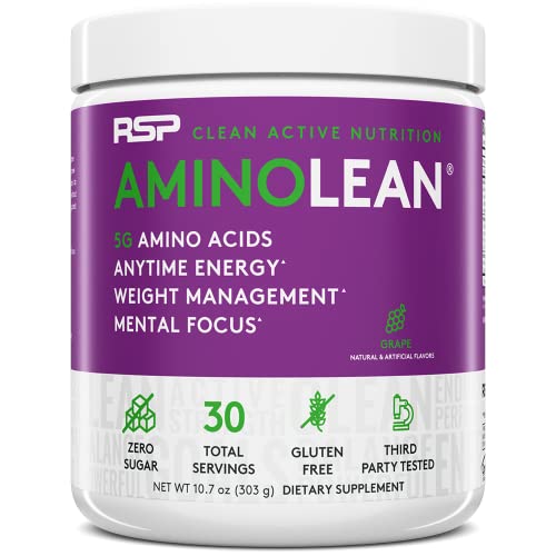 RSP NUTRITION AminoLean Pre Workout Powder, Amino Energy & Weight Management with BCAA Amino Acids & Natural Caffeine, Preworkout Boost for Men & Women, 30 Serv