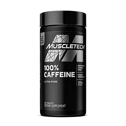 Caffeine Pills | MuscleTech 100% Caffeine Energy Supplements | PreWorkout Mental Focus + Energy Supplement | 220mg of Pure Caffeine | Sports Nutrition Endurance & Energy, 125 Count (Package may vary)