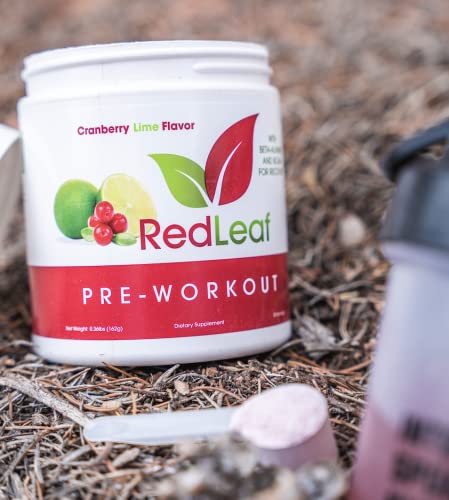 Red Leaf Pre Workout Energizer Powder, BCAA's, Beta-Alanine, Amino Acids and Green Tea for Immune Support and Preworkout Energy, Natural Cranberry Lime Flavor - 30 Servings
