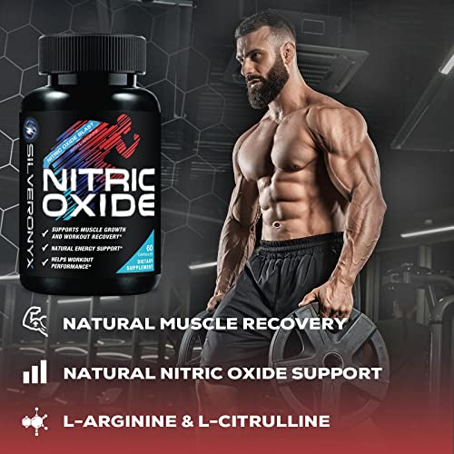 SILVERONYX Extra Strength Nitric Oxide Supplement L Arginine 1300mg - Citrulline Malate, AAKG, Beta Alanine - Premium Muscle Building Nitric Booster for Strength & Energy to Train Harder