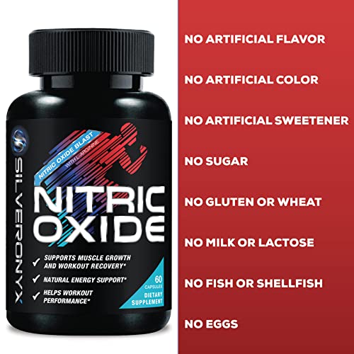 SILVERONYX Extra Strength Nitric Oxide Supplement L Arginine 1300mg - Citrulline Malate, AAKG, Beta Alanine - Premium Muscle Building Nitric Booster for Strength & Energy to Train Harder
