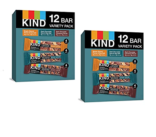 KIND Bars, Nuts and Spices Variety Pack, Gluten Free, Low Sugar, 1.4 Ounce Bars, 12 Count(Two-Pack)